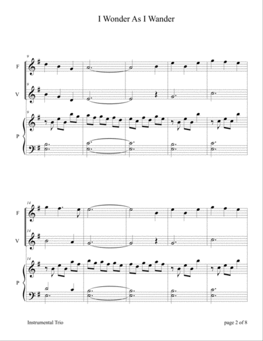 I Wonder As I Wander Flute scores gallery preview page 2