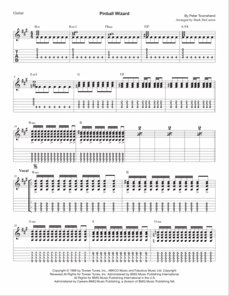 Pinball Wizard Pinball Wizard Guitar Tablature scores gallery preview page 1