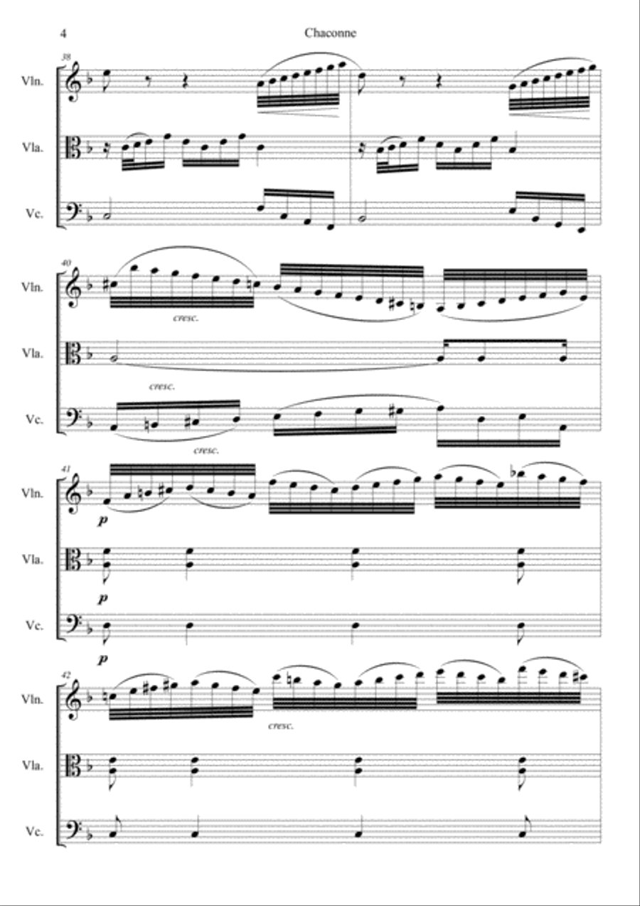 Chaconne from Partita in D Minor BWV 1004 String Trio scores gallery preview page 4