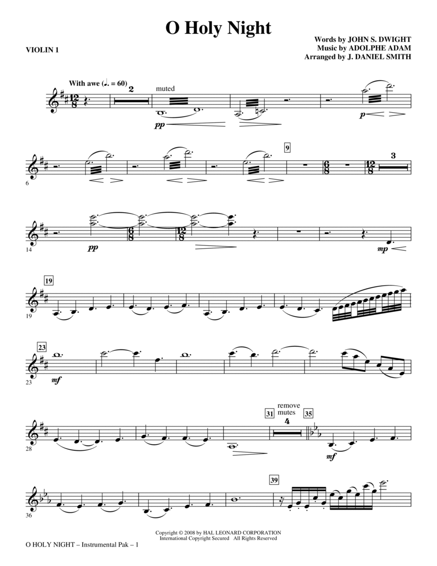 O Holy Night - Violin 1 O Holy Night - Violin 1 Choir scores gallery preview page 1