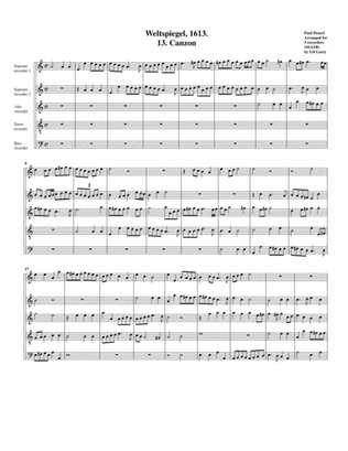 Canzon no.13 a5 (Weltspiegel, 1613) (arrangement for 5 recorders)