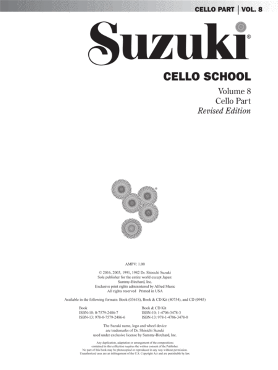 Suzuki Cello School, Volume 8 image number null