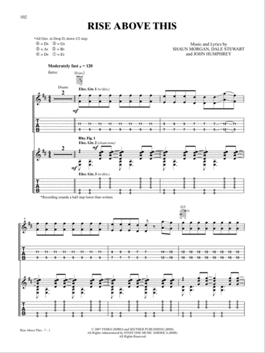 Rise Above This Guitar Tablature scores gallery preview page 1