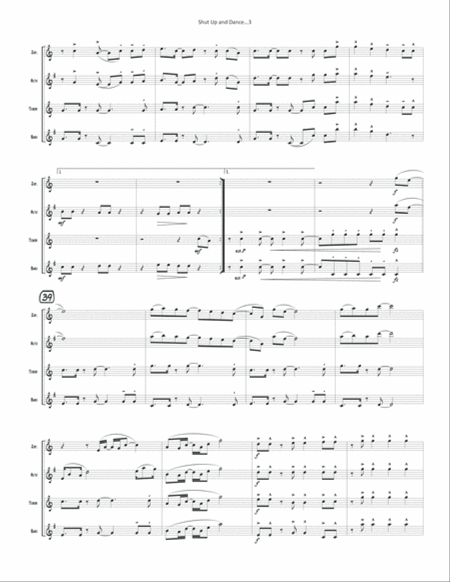Shut Up And Dance Woodwind Quartet scores gallery preview page 5