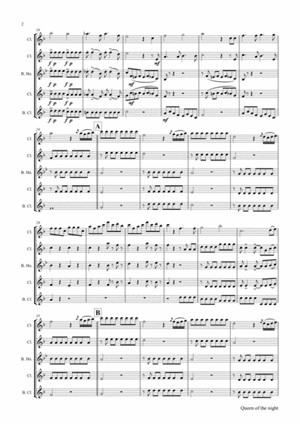 The Magic Flute Queen of the night - KV 620 W.A.Mozart - Clarinet Quartet - C-Minor image number null