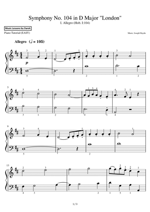 Symphony No. 104 in D Major "London" (EASY PIANO) I. Allegro (Hob. I:104) [Joseph Haydn]