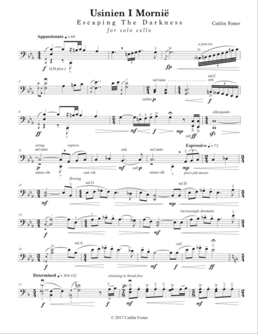 Usinien I Mornie for Solo Cello Cello Solo scores gallery preview page 3