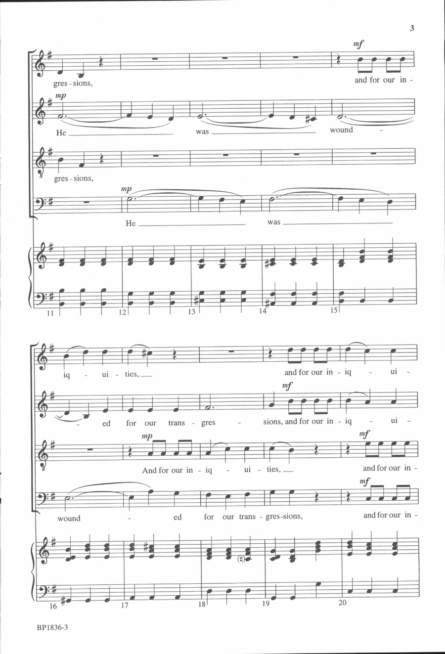 He Was Wounded for Our Transgressions 4-Part scores gallery preview page 3