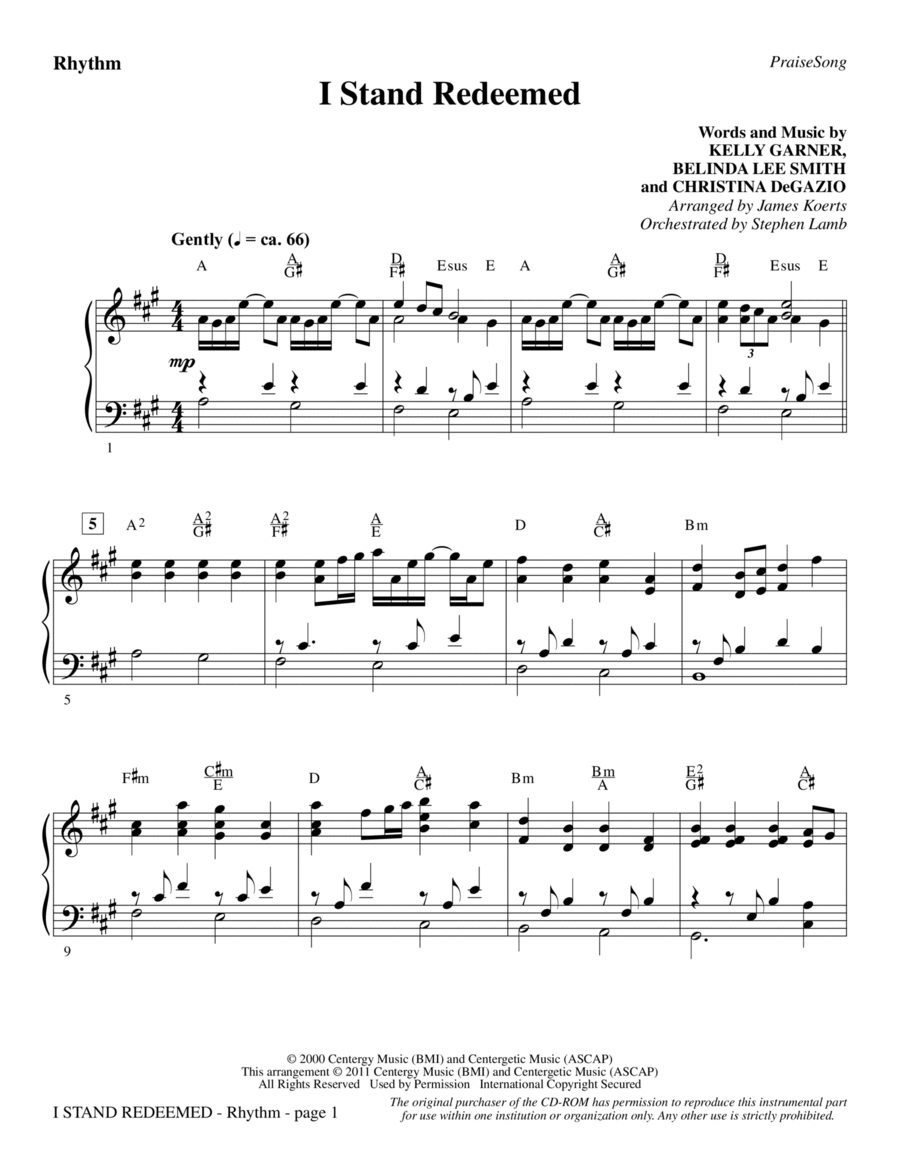 I Stand Redeemed (arr. James Koerts) - Rhythm Choir scores gallery preview page 1
