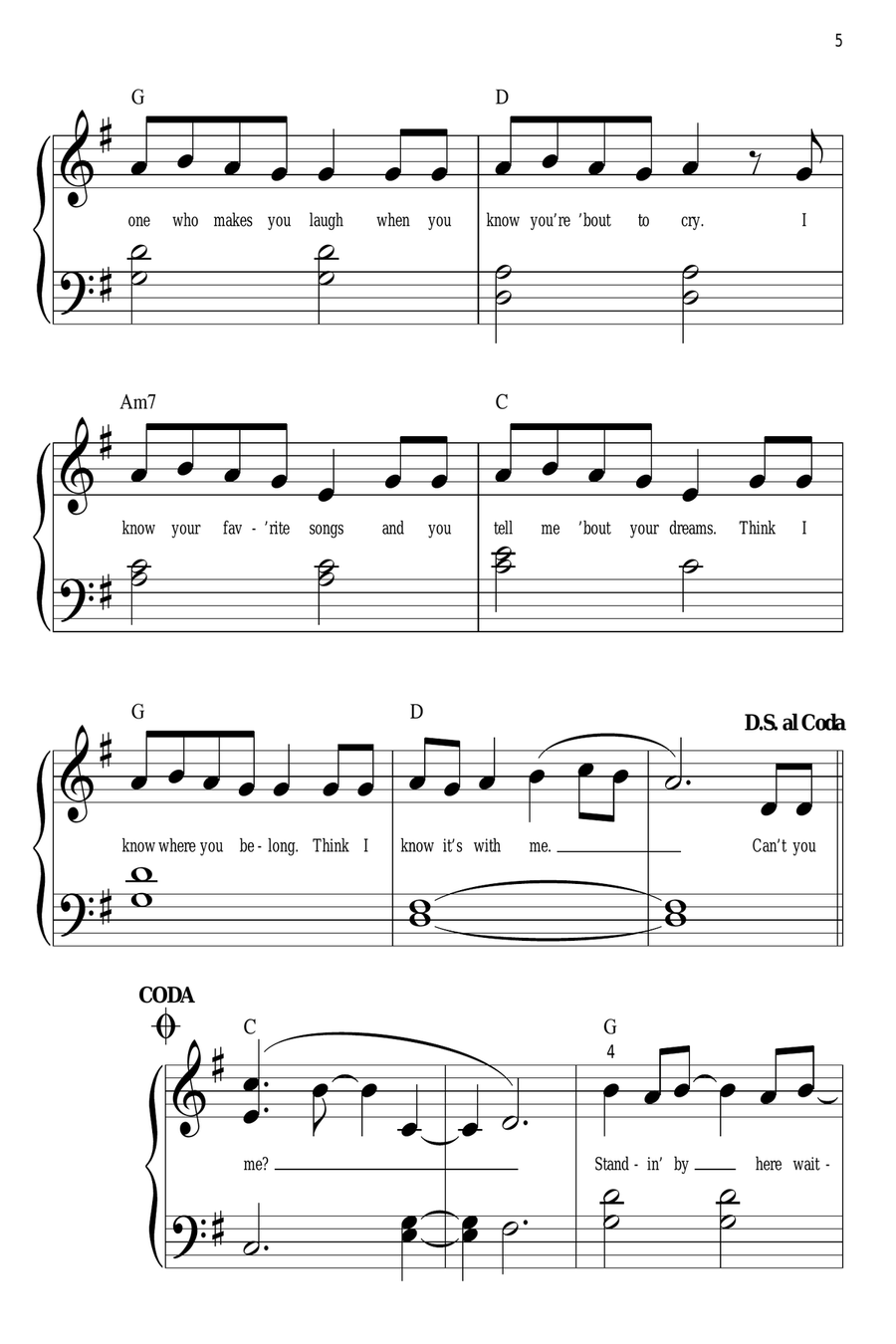 You Belong With Me Easy Piano scores gallery preview page 5