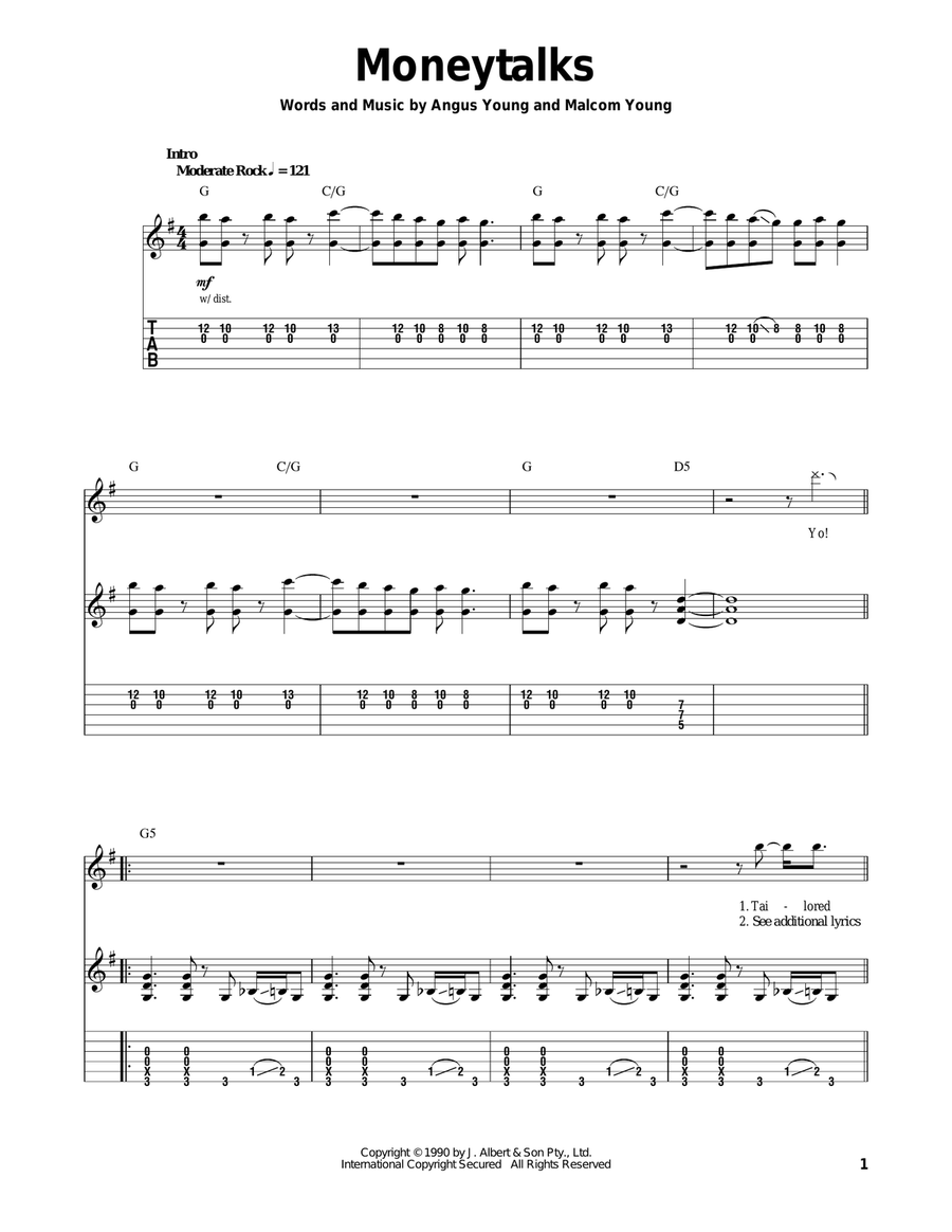 Moneytalks Acoustic Guitar scores gallery preview page 1