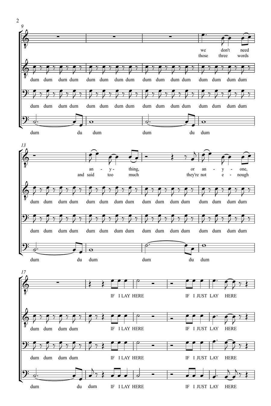 Chasing Cars (arr. Gitika Partington) TTBB scores gallery preview page 2