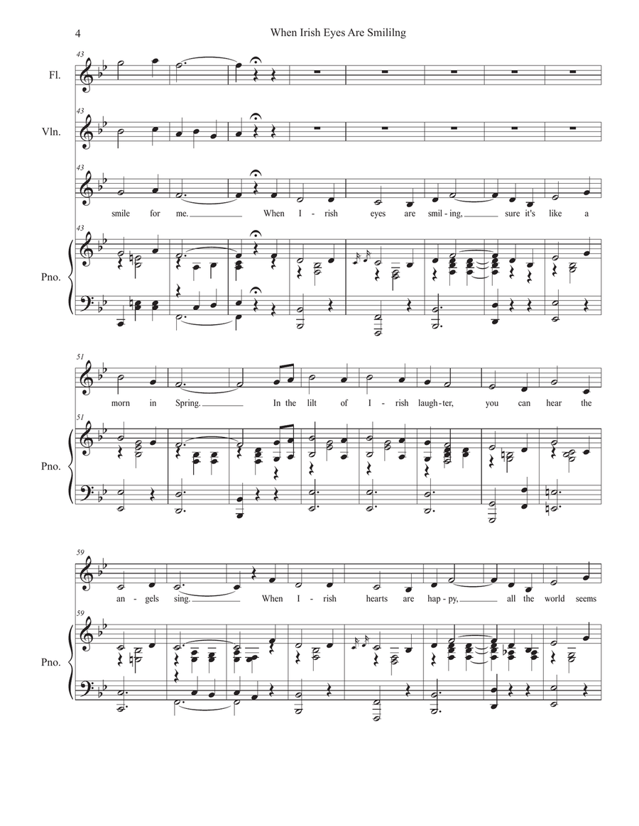 When Irish Eyes Are Smiling (Unison choir - Low Key) Unison Choir scores gallery preview page 4
