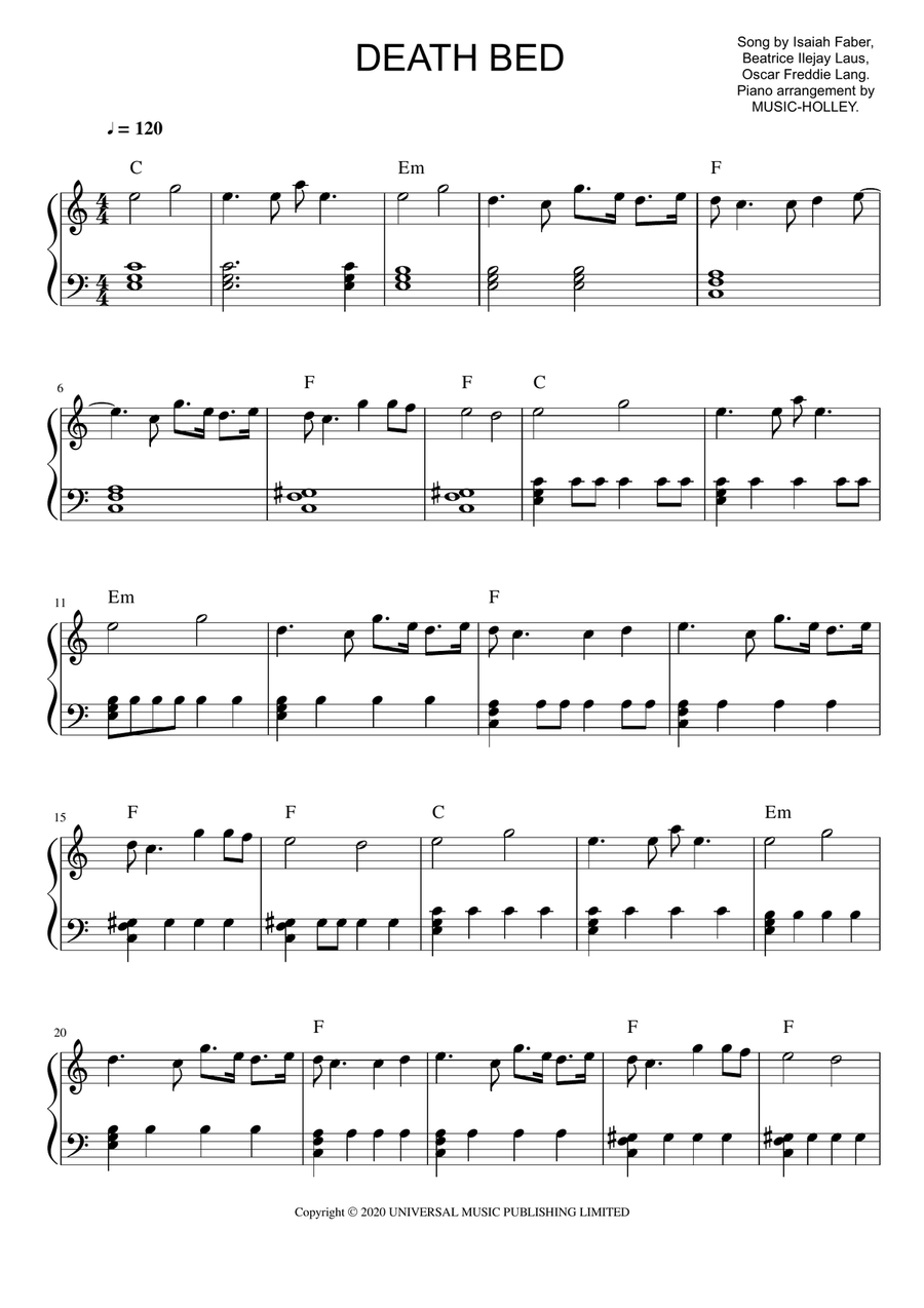 Death Bed Small Ensemble scores gallery preview page 1