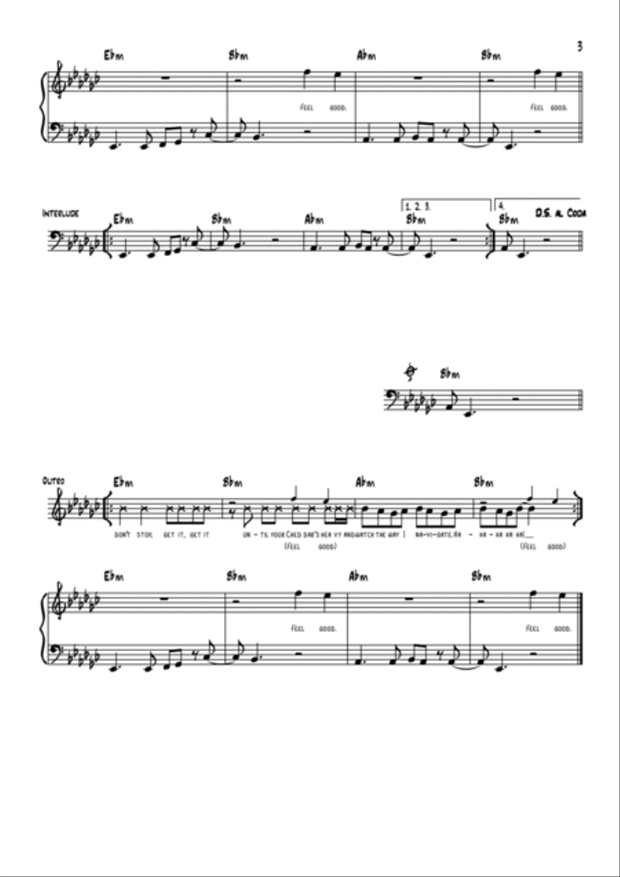 Feel Good Inc Piano scores gallery preview page 3