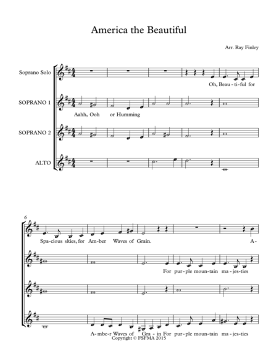 America the Beautiful America the Beautiful SSA scores gallery preview page 1