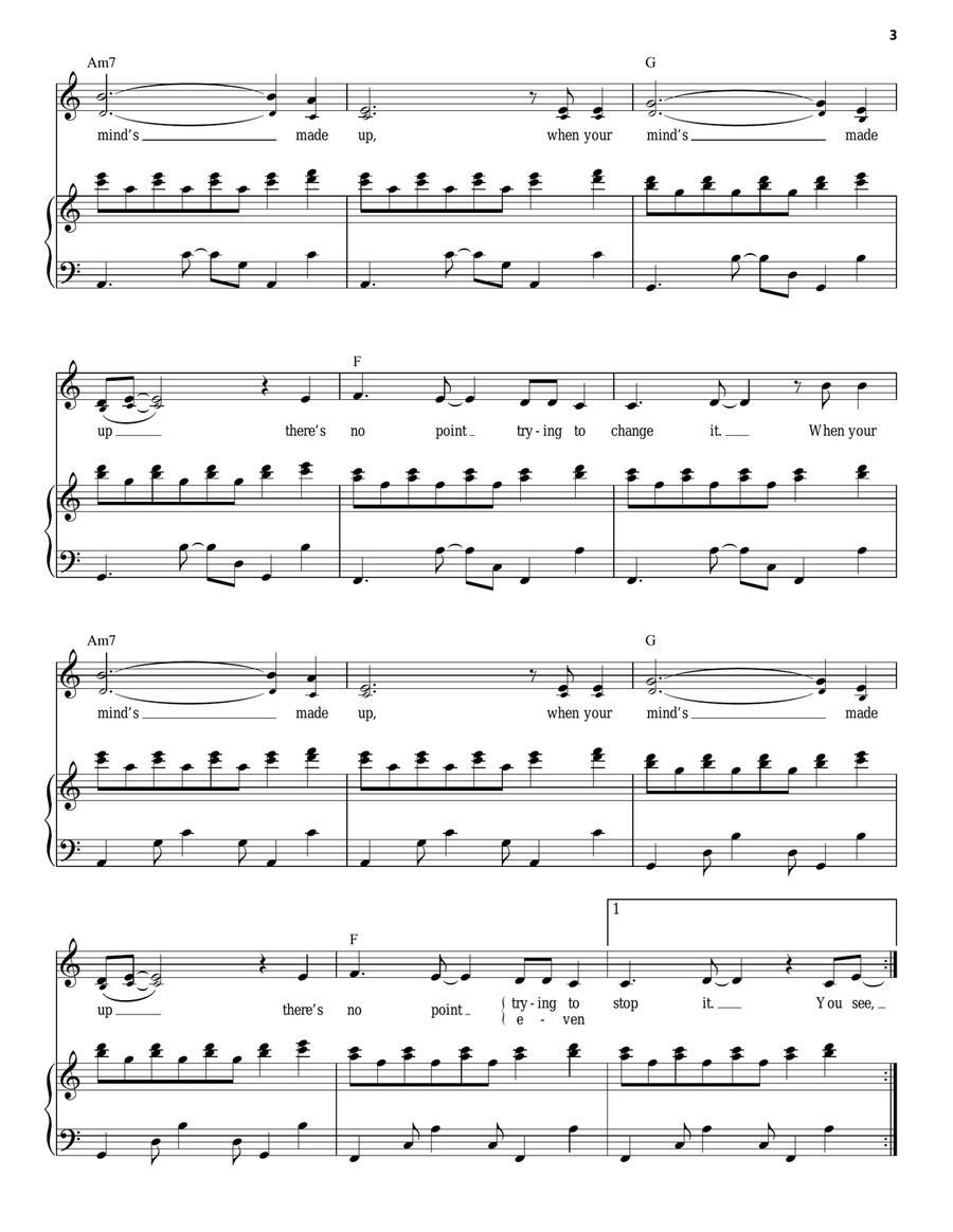 When Your Mind's Made Up (from Once) Piano, Vocal scores gallery preview page 3