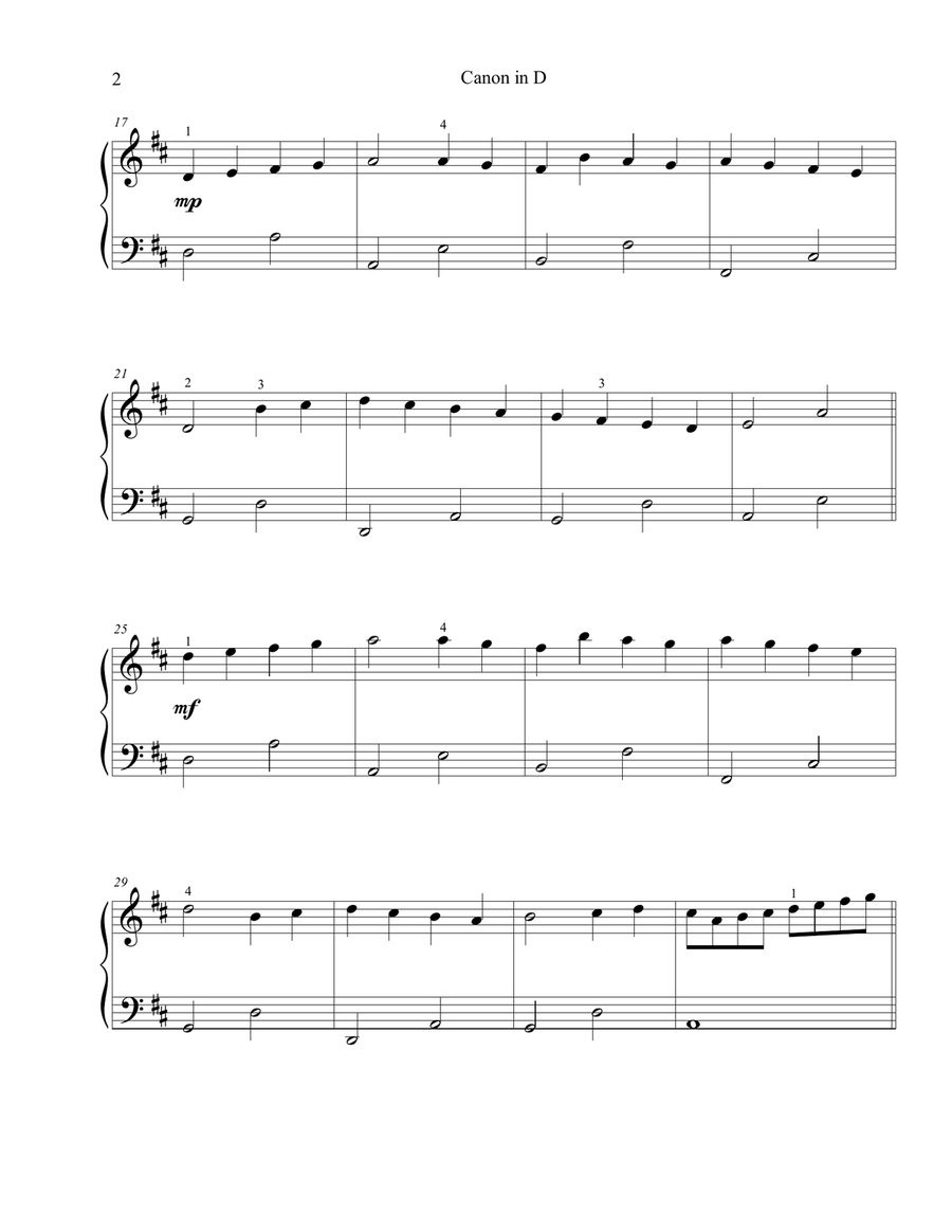Canon in D ("Pachelbel Canon") easy piano with practice tips by