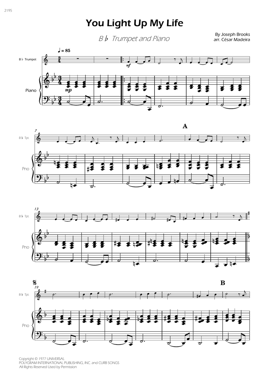 You Light Up My Life B-Flat Trumpet scores gallery preview page 3