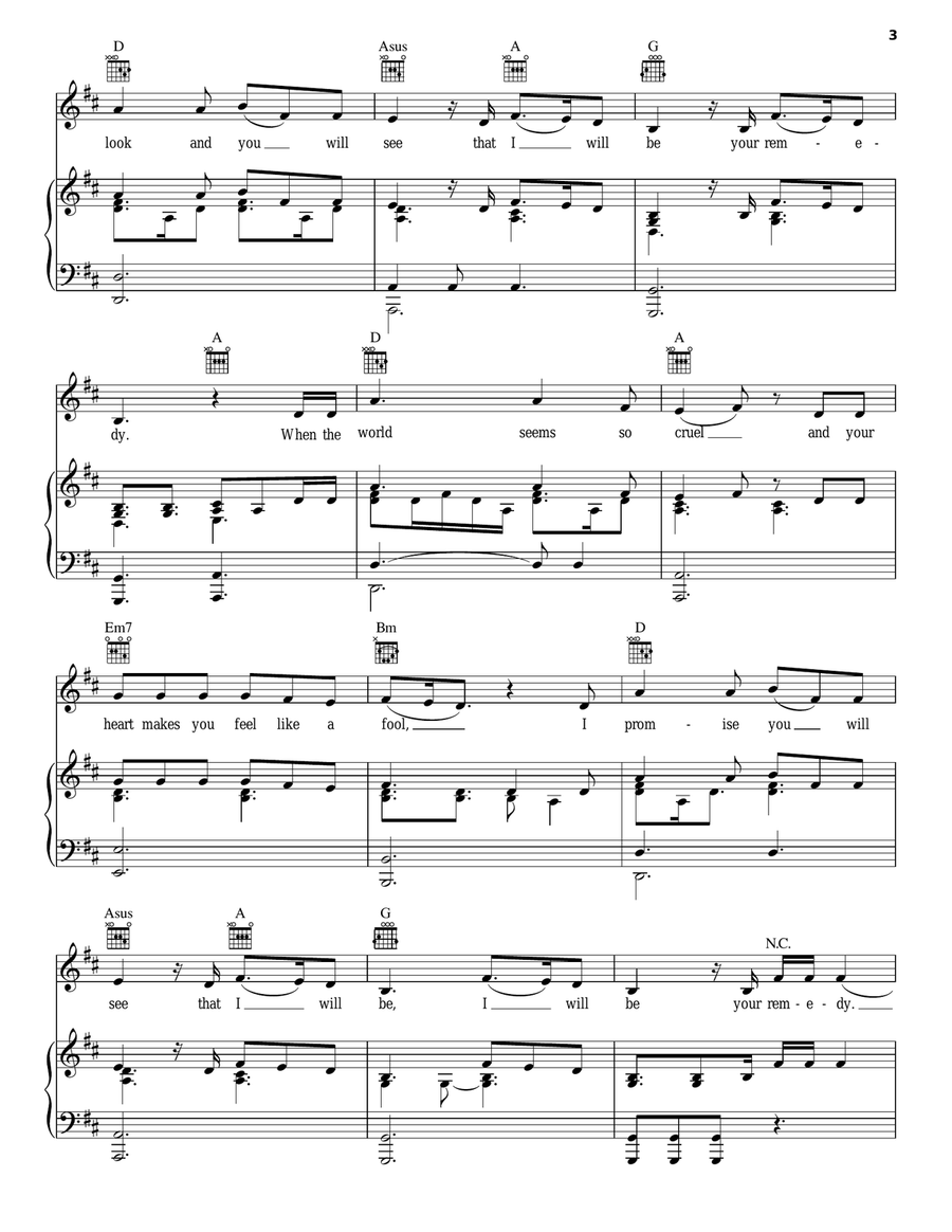 Remedy Piano, Vocal, Guitar scores gallery preview page 3