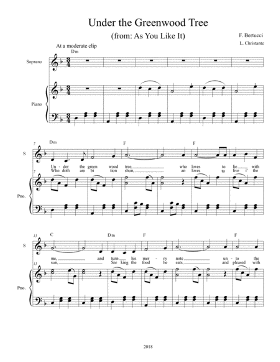 Under the Greenwood Tree Under the Greenwood Tree Soprano Voice scores gallery preview page 1