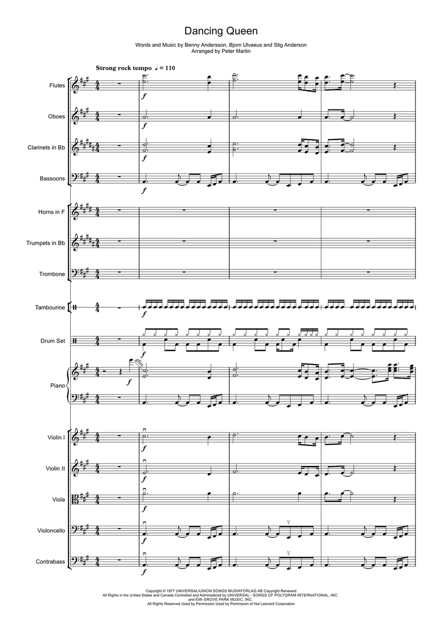 Dancing Queen Full Orchestra scores gallery preview page 1