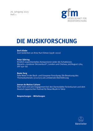 Die Musikforschung, Heft 1/2023