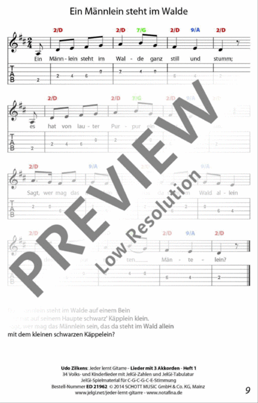 Jeder lernt Gitarre - Lieder mit 3 Akkorden Heft 1 Classical Guitar scores gallery preview page 10