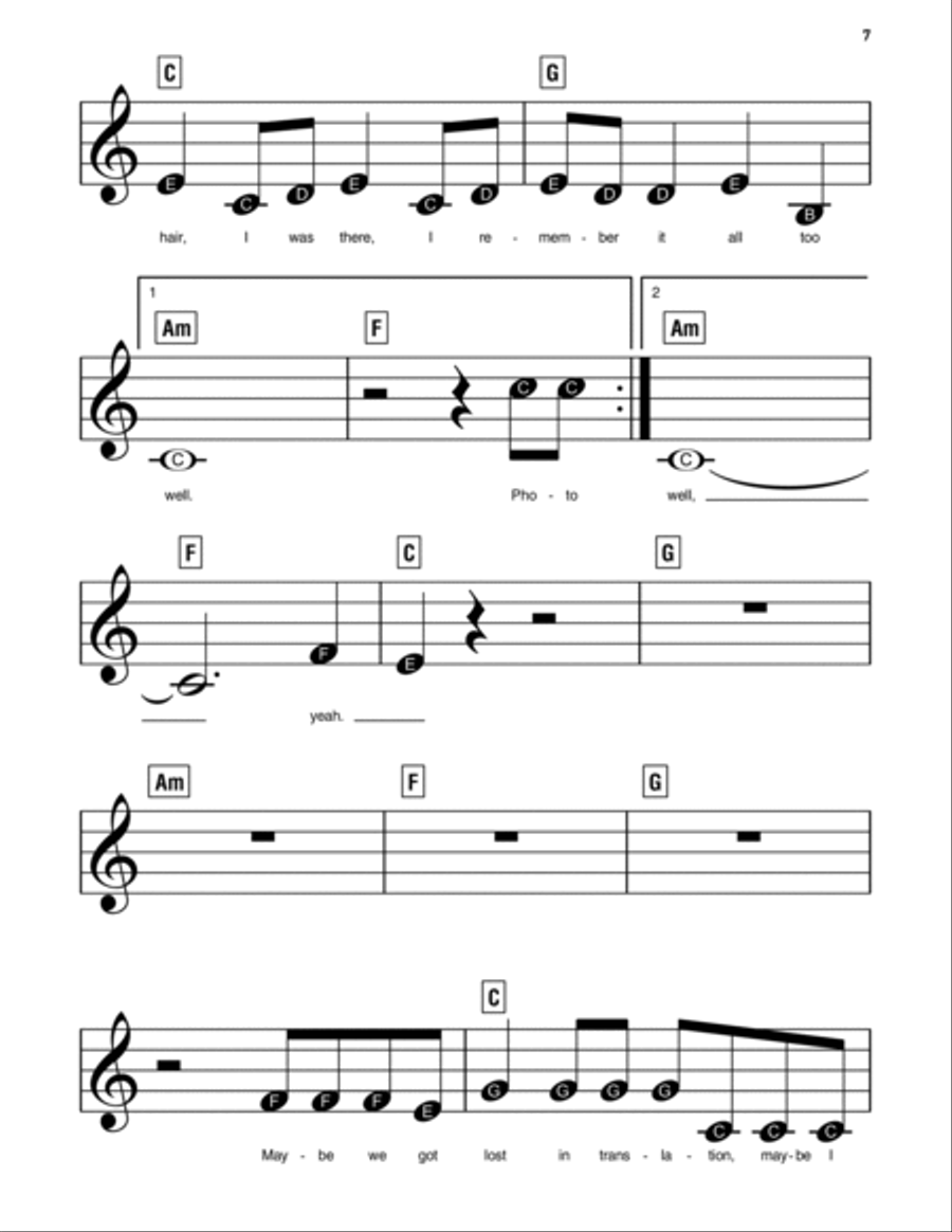 All Too Well Easy Piano scores gallery preview page 4