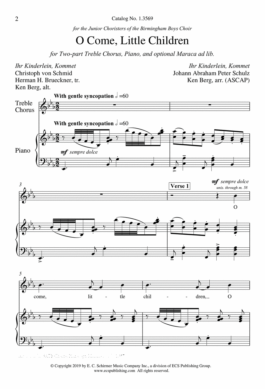 O Come, Little Children O Come, Little Children 2-Part scores gallery preview page 1