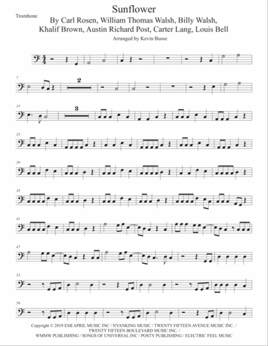Sunflower Trombone Solo scores gallery preview page 1