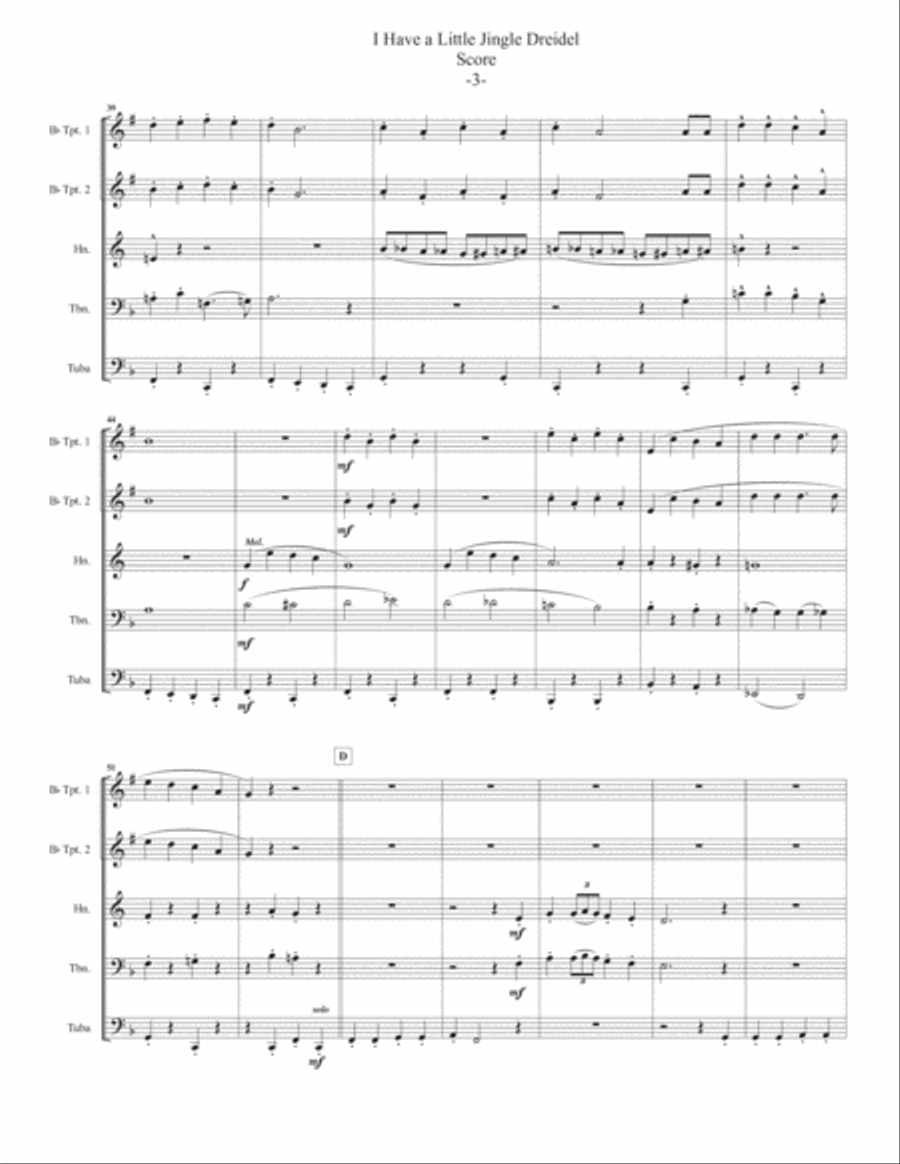 I have a Little Jingle Dreidel-Brass Quintet Brass Quintet scores gallery preview page 5