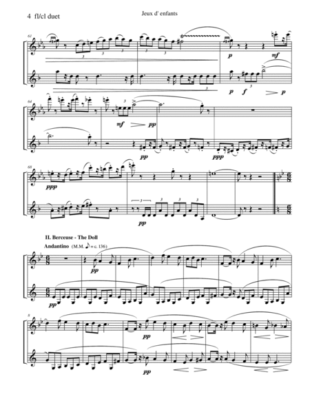 Bizet - Children's Games for Flute and Clarinet Duet image number null