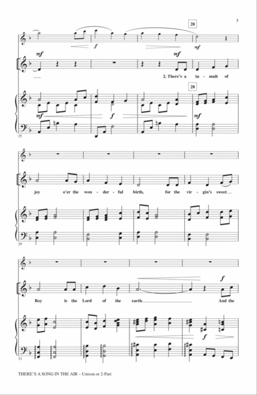 There's A Song In The Air Unison Choir scores gallery preview page 3
