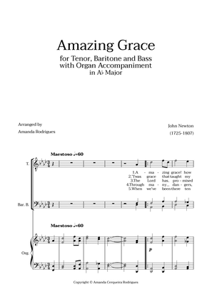 Amazing Grace in Ab Major - Tenor, Bass and Baritone with Organ Accompaniment