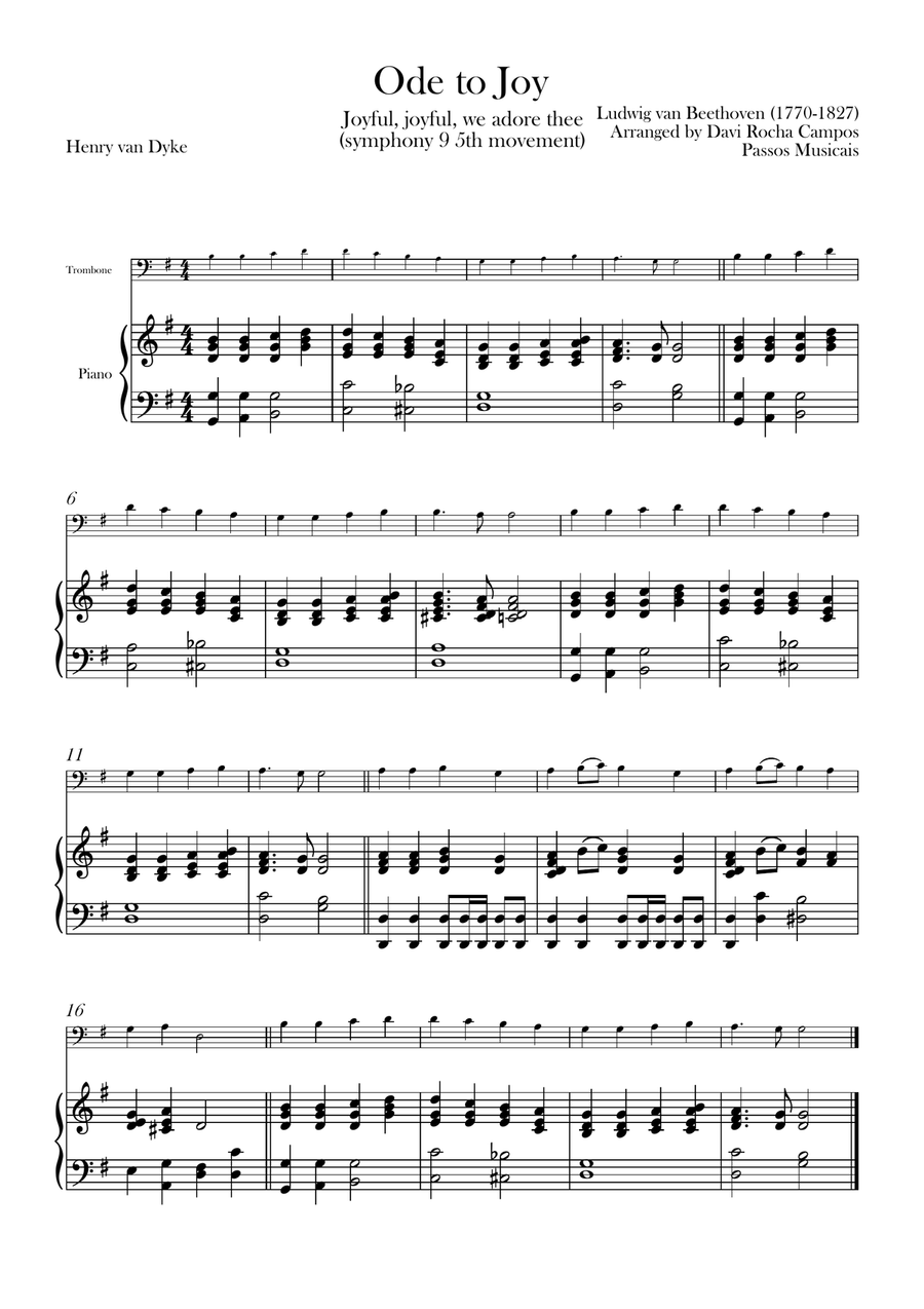 Ode To joy (Symphony 9 5th movement) Piano scores gallery preview page 1