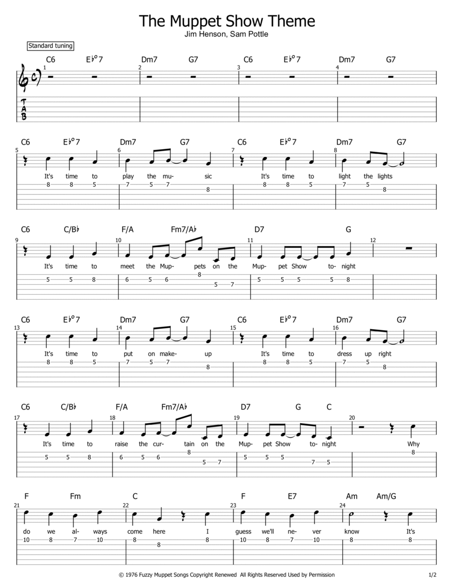 The Muppet Show Theme The Muppet Show Theme Electric Guitar scores gallery preview page 1