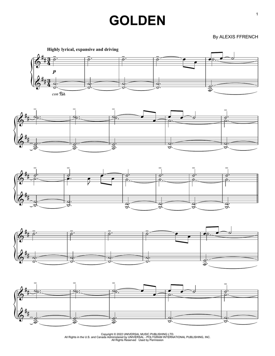 Golden Piano Solo scores gallery preview page 1