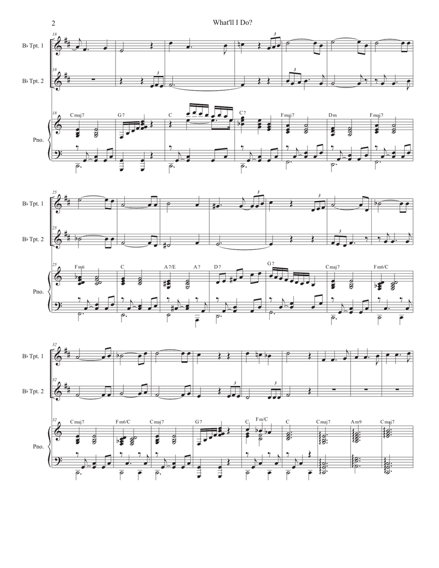 What'll I Do? (Duet for Bb-Trumpet) Trumpet Duet scores gallery preview page 2