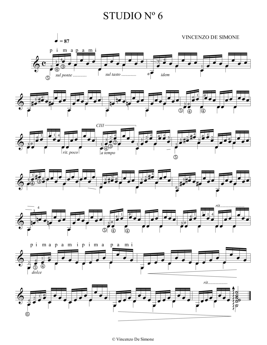 Studio N. 6 Vincenzo De Simone Guitar Solo scores gallery preview page 1