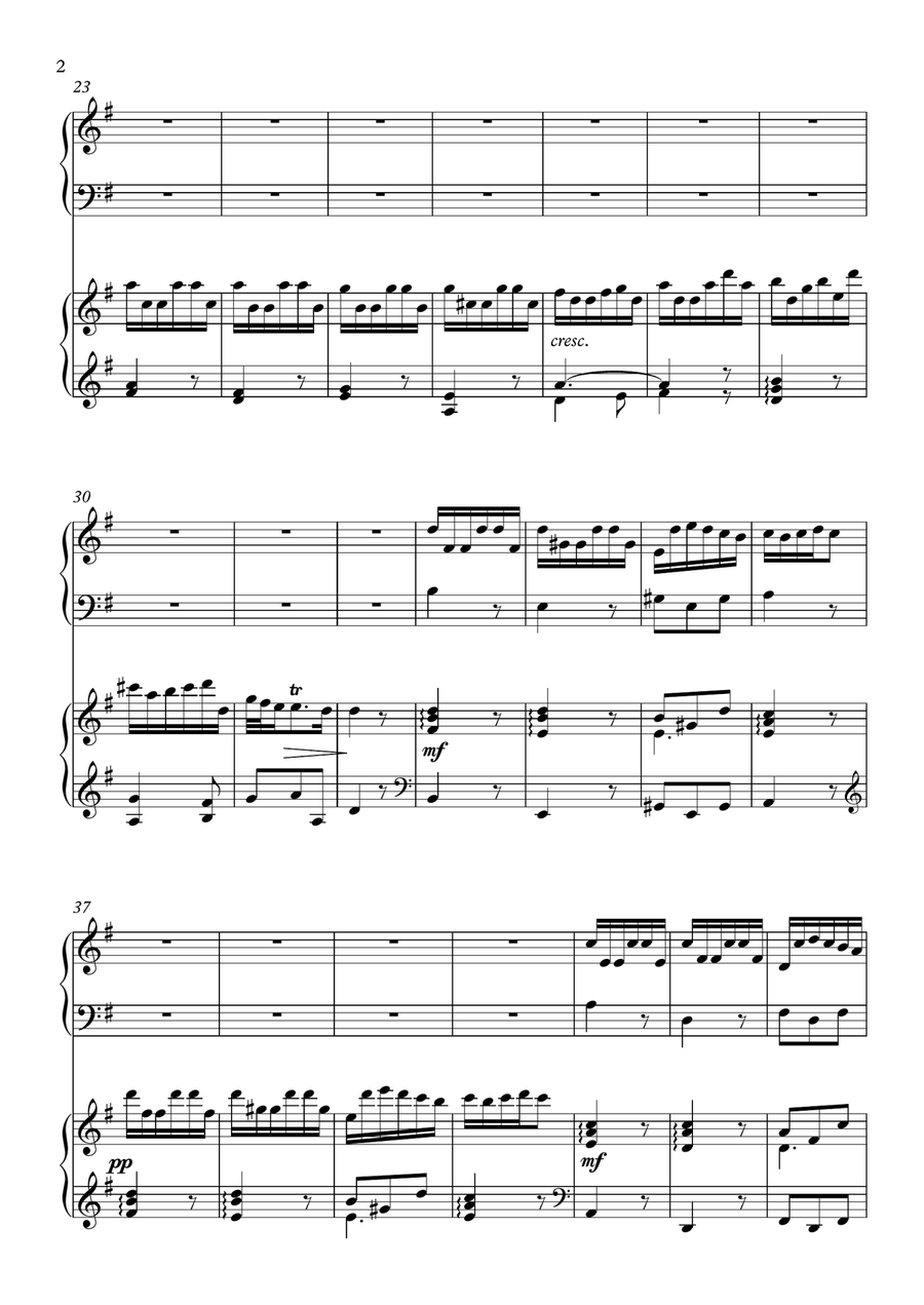 Andante from Organ Concerto Op. 4 no. 1 (G.F. Handel) - Organ-piano duet Organ Accompaniment scores gallery preview page 2