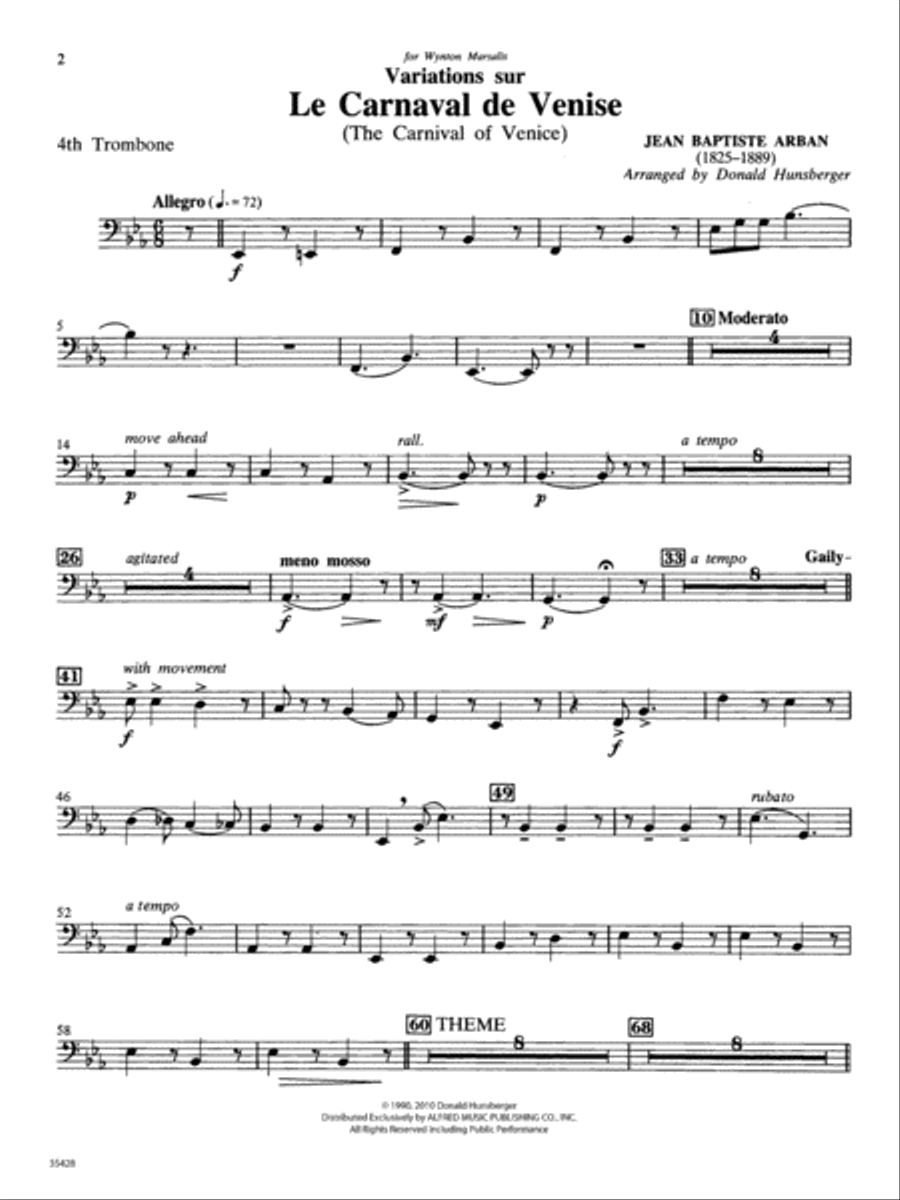 Le Carnaval de Venise: 4th Trombone Concert Band scores gallery preview page 1