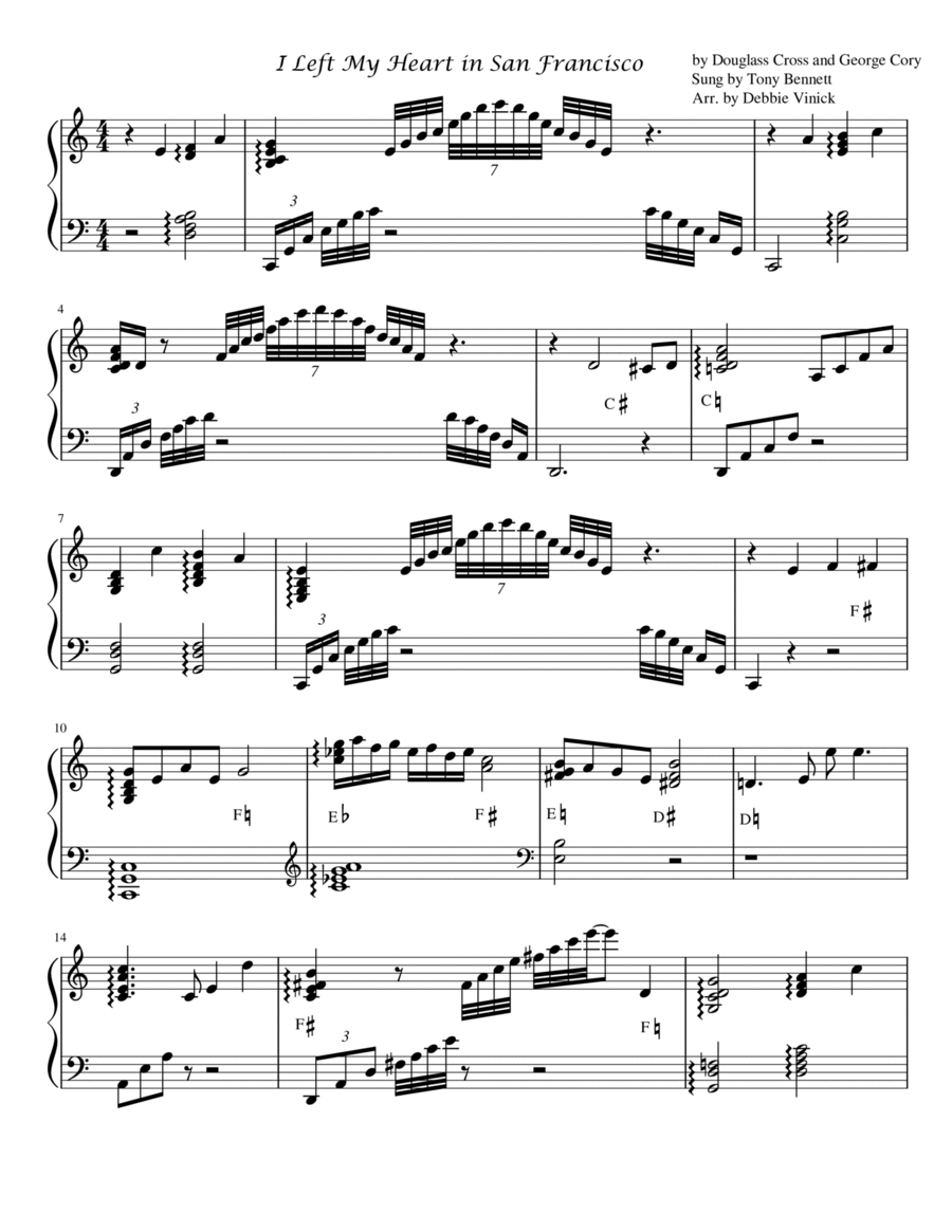 I Left My Heart In San Francisco Harp scores gallery preview page 1