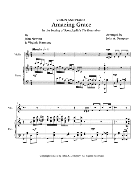 Amazing Grace / The Entertainer (Violin and Piano) image number null