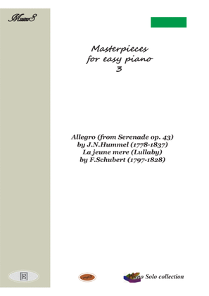 Book cover for Masterpieces for easy piano 3 by F.Schubert and J.N.Hummel