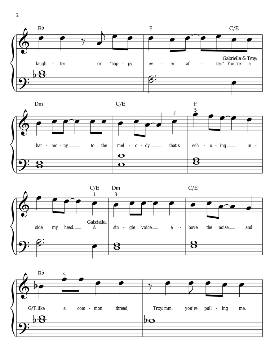 You Are The Music In Me (from High School Musical 2) Easy Piano scores gallery preview page 2