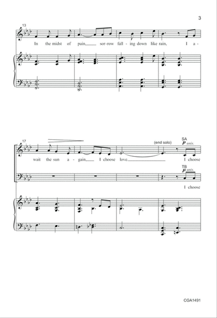 I Choose Love (SATB) I Choose Love (SATB) 4-Part scores gallery preview page 3