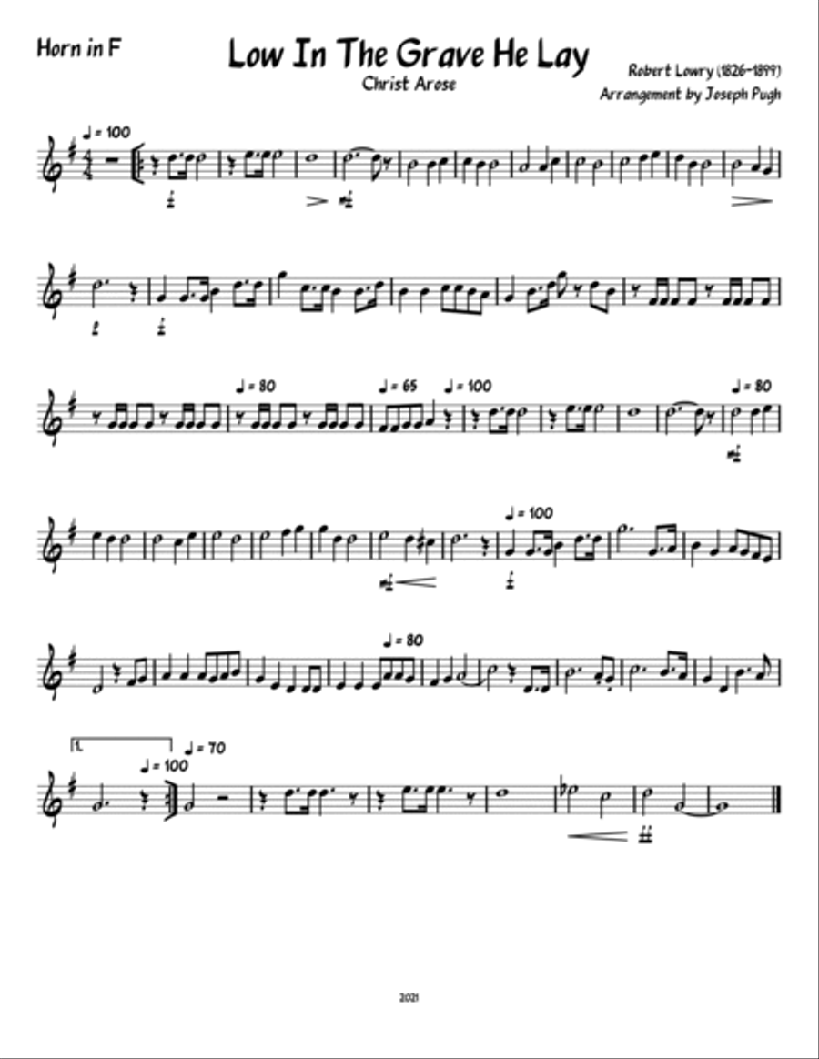 Low In The Grave He Lay (Christ Arose)-Brass Quintet Brass Quintet scores gallery preview page 4