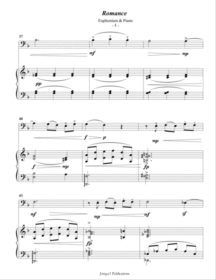Saint-Saens: Romance for Euphonium & Piano Euphonium scores gallery preview page 5
