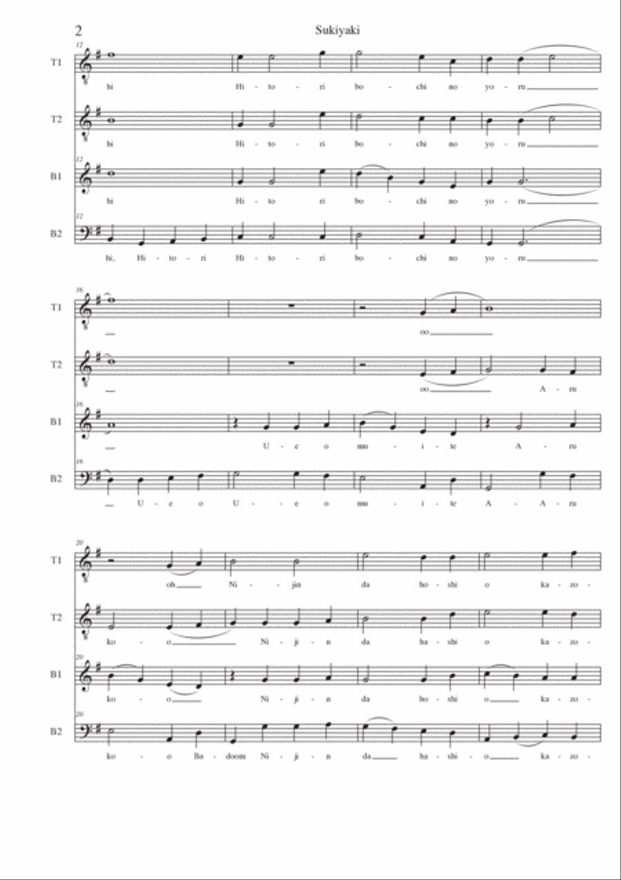 Sukiyaki Sukiyaki TTBB scores gallery preview page 2